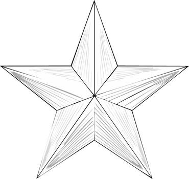 Artistic five pointed star sketch illustration with subtle textured shading and bold outline vector