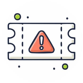 Warning ticket icon symbolizing error, alert, invalid coupon, or restricted access vector