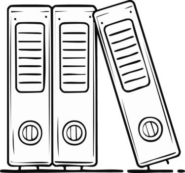 Office Organization Three Ring Binders with Paperwork File Folders for Documents and Storage vector