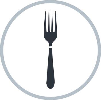Fork illustration icon design within a circle shape, minimalist style vector