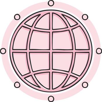 mano dibujado rosado globo icono simbolizando global red y conexión vector