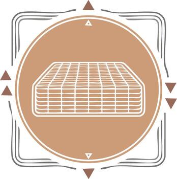 Mattress illustration in a circular frame, symbolizing comfort, rest, and sleep quality vector