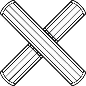 Crossed Round Wooden Beams Line Art Illustration Simple Rustic Structure X Shape Architectural Element, Plank Design vector