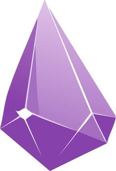 Abstract geometric crystal formation with purple gradient facets and sharp edges vector