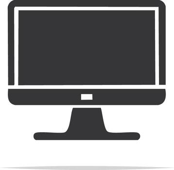 Monochrome Modern Computer Monitor Icon Display Screen, Desktop Technology and Interface Illustration vector