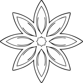 resumen floral modelo con pétalos y geométrico forma, línea Arte diseño, contorno vector