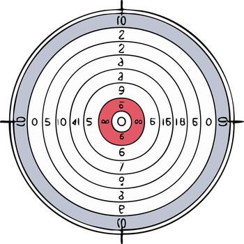mano dibujado objetivo para tiro al arco con concéntrico anillos y puntuación sistema vector