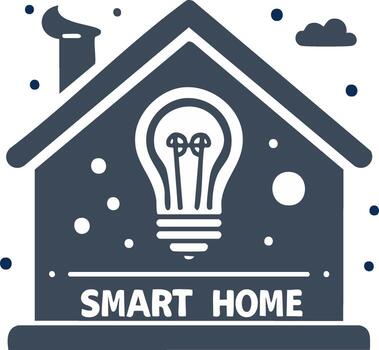 Smart Home Icon with Light Bulb in House Silhouette for Energy Efficiency and Automation vector