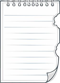 Blank Torn Lined Paper Sheet from a Spiral Notebook with Page Curl Illustration vector