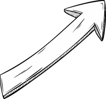 Hand-drawn upward arrow, sketched direction symbol indicating growth, progress, success, or navigation in doodle style vector