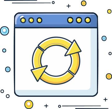 Refreshing Webpage with Circular Arrows Cartoon Style Illustration for Website Update Refresh Icon vector