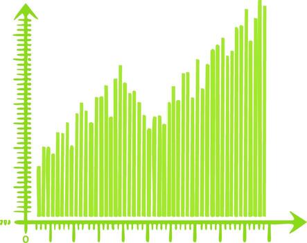 Upward trend chart showing increase with an ascending arrow for business analysis report vector