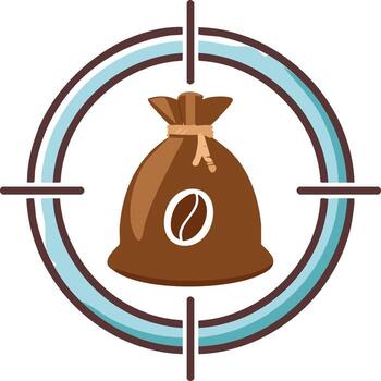 illustration of a coffee sack in a target scope for market focus and sourcing concepts vector