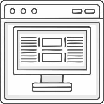 garabatear estilo web navegador mostrando sitio web contenido diseño con texto líneas y imagen marcadores de posición vector