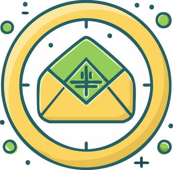 estilizado correo electrónico mensaje icono diseño con sobre, objetivo, y símbolos vector