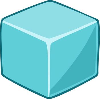 Icy blue ice cube cold refreshment with rounded edges and a cartoon style for summer design vector