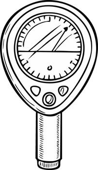 Handheld Dial Gauge with Needle and Scale, Mechanical Measurement Tool vector
