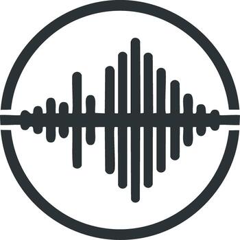 minimalista sonido ola icono en un circulo gráfico para audio música y voz conceptos vector