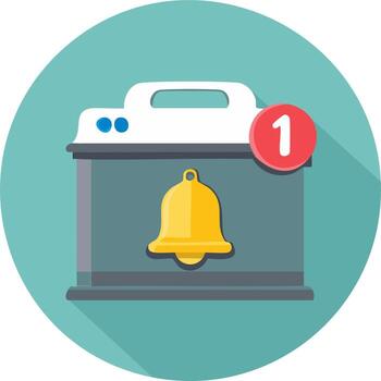 notificación campana icono con uno no leído mensaje alerta en un plano diseño estilo vector