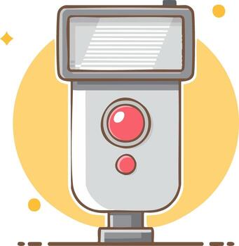 Modern Camera Flash Unit with Red Light Indicator and Stylized Sparkles vector