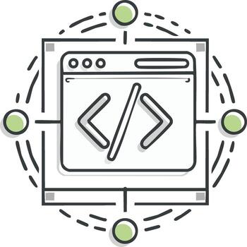 sitio web ventana con codificación símbolo línea Arte icono para software desarrollo proyecto vector
