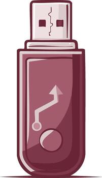 Digital data storage device flash memory stick with USB connector and power symbol vector