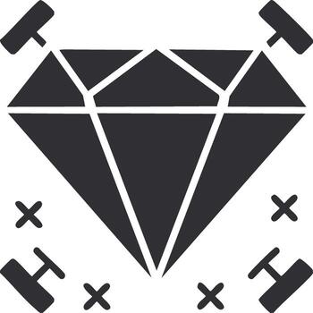 diamante y martillos icono representando el concepto de edificio valor, fortaleza, y difícil trabajo vector