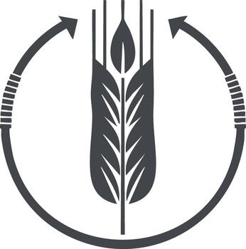 Symbol of wheat stalk with circular arrows indicating cycle or process vector