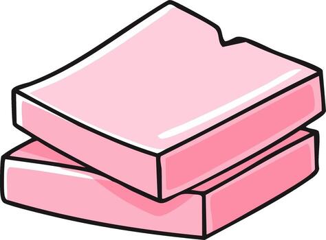 dos piezas de rosado jabón apilado en sencillo dibujos animados estilo. rectangular bloques con negro contorno y redondeado bordes ilustración vector