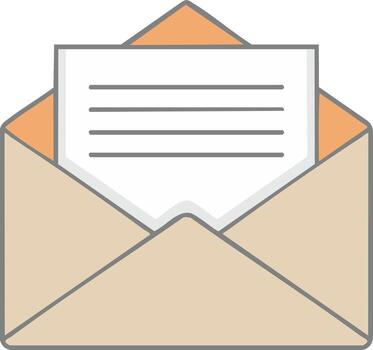 Open envelope with a letter icon for mail, message, and communication concepts vector