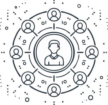 Outline illustration of people connecting in a network or social group showing community and teamwork vector