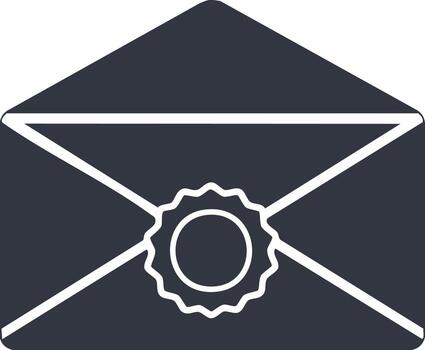 Dark gray envelope with white seal and outline for correspondence and communication vector