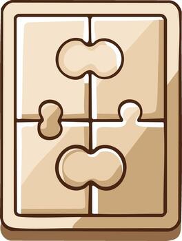 Cartoonish puzzle of four pieces forming a square shape solving concepts and business solutions vector