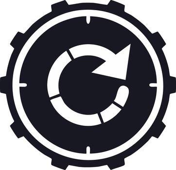 Gear Clock with Circular Arrow Refresh Symbol Restart Operation Cycle Concept vector