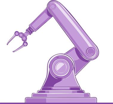 Automated industrial robot arm illustration precision engineered robotic arm manipulator technology cartoon style automation industry vector