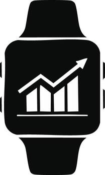Smartwatch icon displaying growth chart data for business health tracking vector