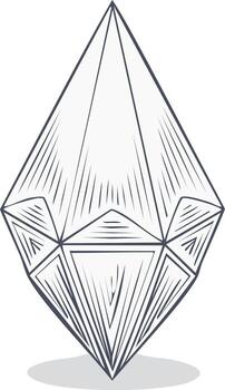 Geometric Diamond Shape in Gray Outline with Parallel Lines and Shadow vector