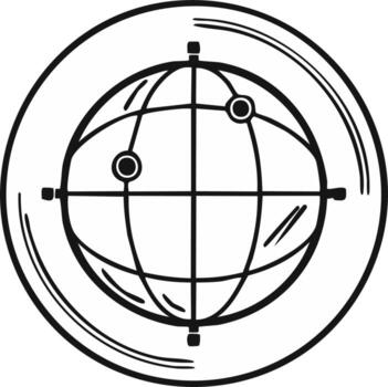 mano dibujado estilo global objetivo red icono para en todo el mundo conexión vector