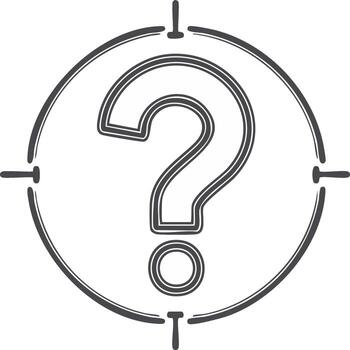Targeting the Unknown Hand Drawn Question Mark Icon Inside a Scope vector