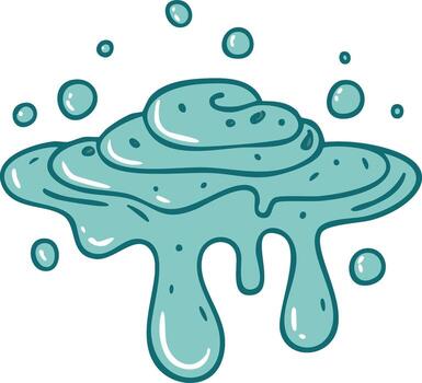 dibujos animados gota personaje gotea hacia abajo con flotante burbujas gastos generales ilustración vector