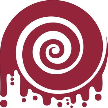 Abstract spiral symbol with stylized dripping liquid effect, decorative design element vector