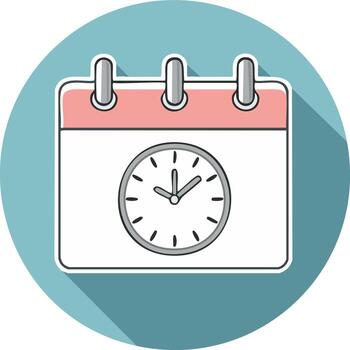 Calendar with clock face indicating scheduled appointment time or deadline vector