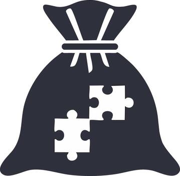 Bag with two puzzle pieces. illustration for teamwork and problem solving vector