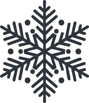 estilizado copo de nieve con seis puntos y pequeño círculos vector