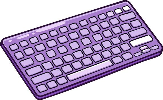 Purple cartoon keyboard illustration. Modern design for computer usage and typing vector