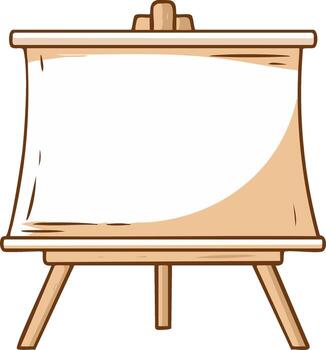 Isolated cartoon style easel display featuring a blank canvas for presentations, designs, and artwork creation on white background vector