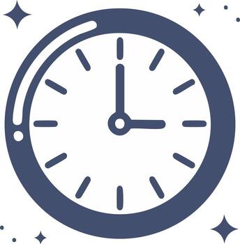 Midnight Clock Icon Illustration Time Twenty Four Hours Tick Tock Rounded Edge vector