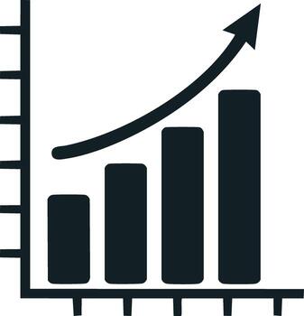 Rising Bar Chart Graph Showing Increase with Arrow Going Upward Achieving Growth vector