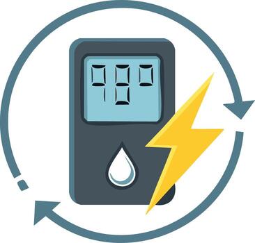 Energy Usage Meter Icon with a Lightning Bolt Symbolizing Renewable Power vector