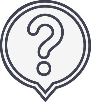 Question Mark Icon, Speech Bubble Outline Design for Learning and Problem Solving vector
